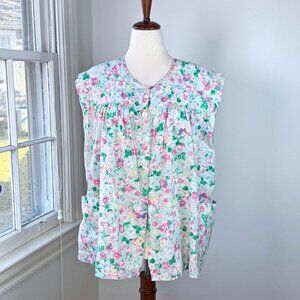 Vintage 90s Floral Babydoll Shirt Dress Improved Living 2XL Grandma Cottage